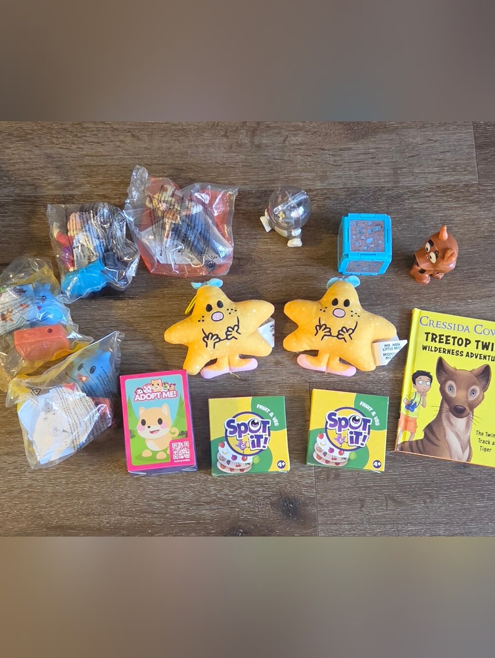 McDonald’s Happy Meal Toy Lot - Adopt Me, Spot It, Mr. Men Plush & Book